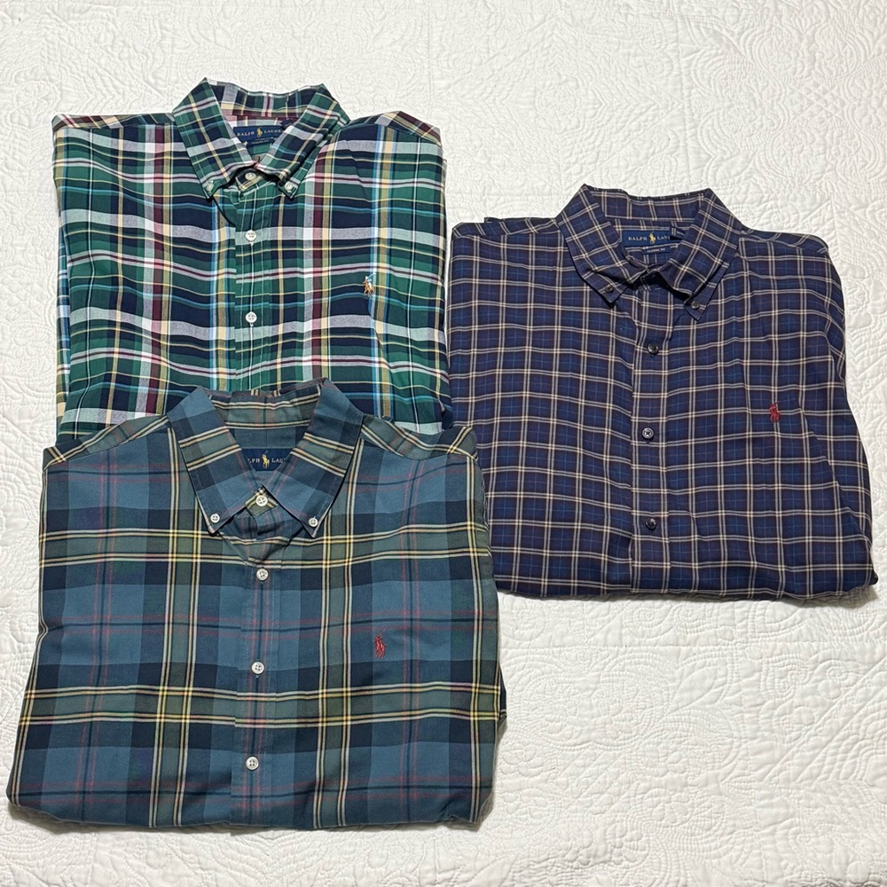 Vintage 90’s Polo Ralph Lauren Plaid Shirts Lot of 3 Size XL